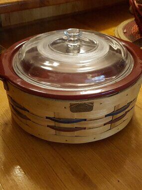 Peterboro Spinning Lazy Susan Basket wiht Casserole Dish & Lid